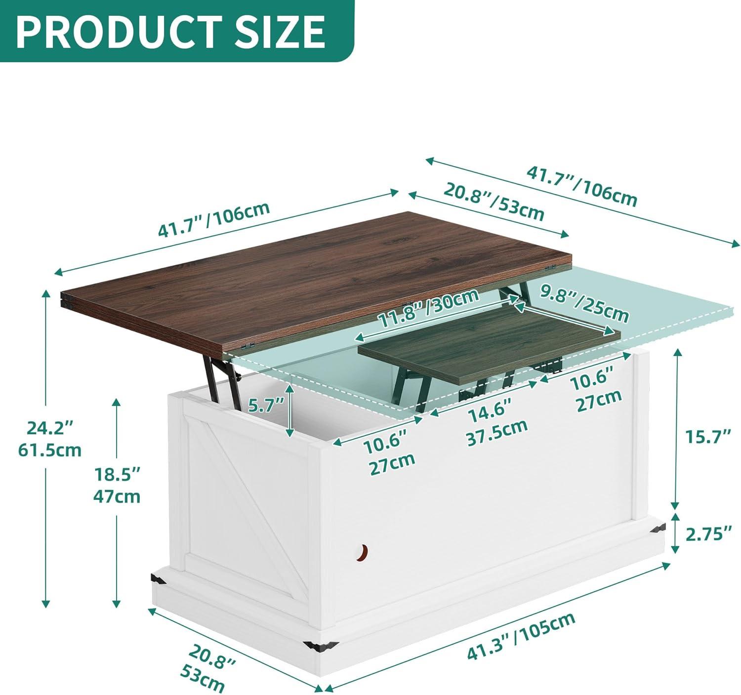 imageYITAHOME Coffee Table Lift Top 4 in 1 MultiFunction Convertible Coffee Table with Drawers and Hidden Compartment Converts to Dining Table for Living Room Home Office Black TopBrown and White