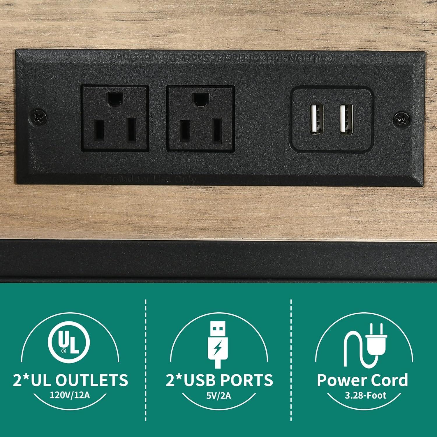 imageYITAHOME Corner Wine Cabinet with Power Outlets ampamp LED Lights Corner Bar Cabinet with Glass Holder Liquor Bar Rack Cabinet for Living Room Dining Room Kitchen Metal BlackGray Oak