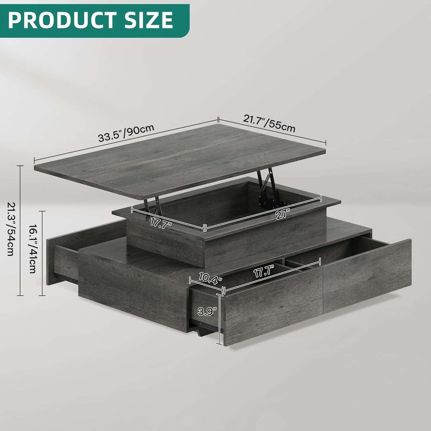 imageYITAHOME LED Coffee Table with Storage High Glossy LED Coffee Tables for Living Room Modern Black Rectangle Coffe Table Small Center Table with Open Display Shelf ampamp 4 Sliding Drawers Glossy BlackGrey