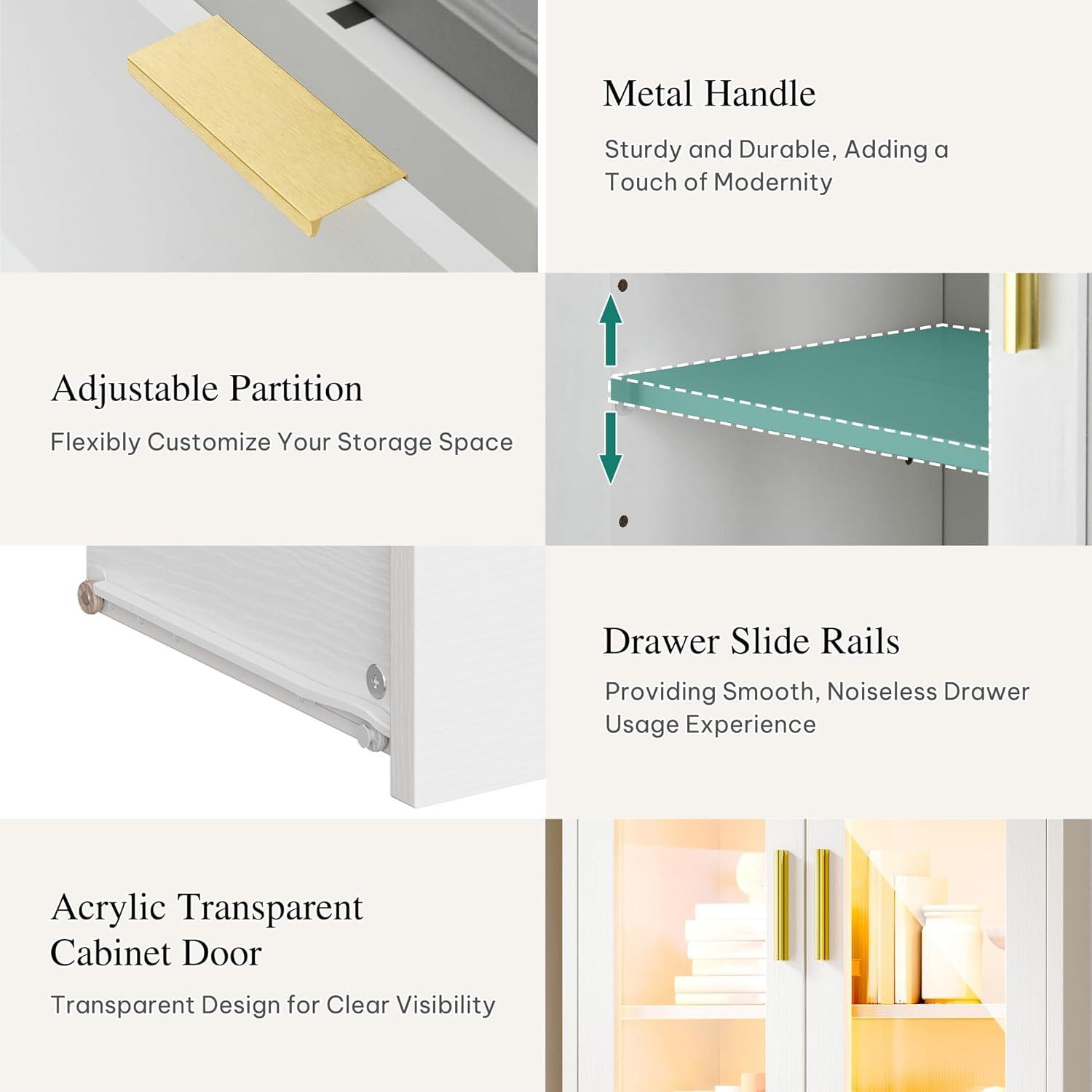 imageYITAHOME Tall Black Bookshelf with Storage Black Bookcase with Doors and Drawers Tall Bookshelf with MultiColor LED Lights Kitchen Pantry Cabinet for Bedroom Kitchen Living RoomWhite