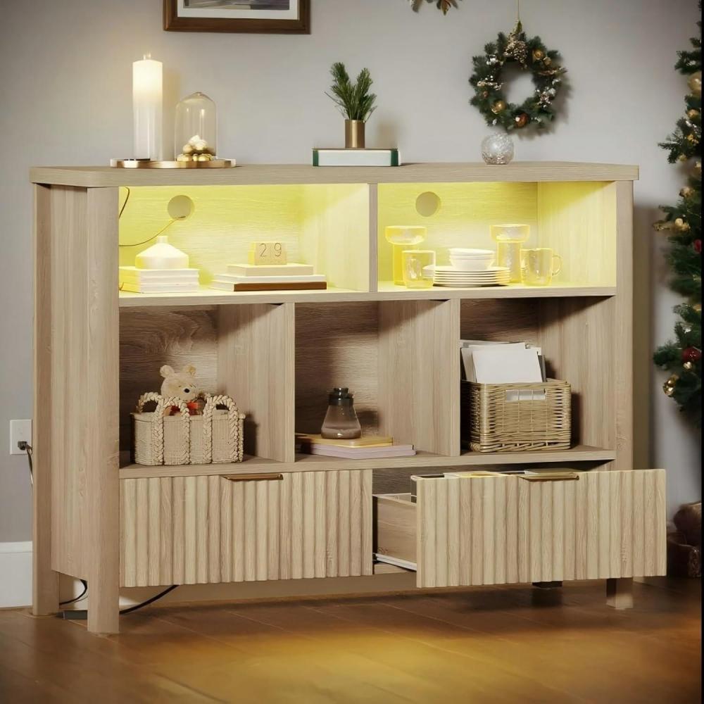 imageYITAHOME 8 Cube Storage Organizer Bookshelf Horizontal Bookshelf Farmhouse Cubby Bookcase for Living Room Bedroom Home Office BlackWood