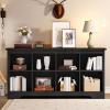 imageYITAHOME 8 Cube Storage Organizer Bookshelf Horizontal Bookshelf Farmhouse Cubby Bookcase for Living Room Bedroom Home Office BlackBlack