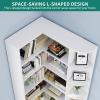 imageYITAHOME Corner Bookshelf with LED Light 6 Tier Corner Shelf White Bookshelf LShaped Bookcase Storage Display Shelf for Home Office Living Room White