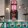 imageYITAHOME Corner Wine Cabinet with Power Outlets ampamp LED Lights Corner Bar Cabinet with Glass Holder Liquor Bar Rack Cabinet for Living Room Dining Room Kitchen Metal BlackMetal Black
