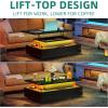 imageYITAHOME LED Coffee Table with Storage High Glossy LED Coffee Tables for Living Room Modern Black Rectangle Coffe Table Small Center Table with Open Display Shelf ampamp 4 Sliding Drawers Glossy BlackGlossy Black