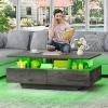 imageYITAHOME LED Coffee Table with Storage High Glossy LED Coffee Tables for Living Room Modern Black Rectangle Coffe Table Small Center Table with Open Display Shelf ampamp 4 Sliding Drawers Glossy BlackGrey