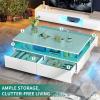 imageYITAHOME LED Coffee Table with Storage High Glossy LED Coffee Tables for Living Room Modern Black Rectangle Coffe Table Small Center Table with Open Display Shelf ampamp 4 Sliding Drawers Glossy BlackWhite