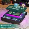 imageYITAHOME LED Coffee Table with Storage High Glossy LED Coffee Tables for Living Room Modern Black Rectangle Coffe Table Small Center Table with Open Display Shelf ampamp 4 Sliding Drawers Glossy BlackGlossy Black