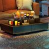 imageYITAHOME LED Coffee Table with Storage High Glossy LED Coffee Tables for Living Room Modern Black Rectangle Coffe Table Small Center Table with Open Display Shelf ampamp 4 Sliding Drawers Glossy BlackGlossy Black