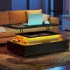 imageYITAHOME LED Coffee Table with Storage High Glossy LED Coffee Tables for Living Room Modern Black Rectangle Coffe Table Small Center Table with Open Display Shelf ampamp 4 Sliding Drawers Glossy BlackGlossy Black