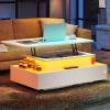 imageYITAHOME LED Coffee Table with Storage High Glossy LED Coffee Tables for Living Room Modern Black Rectangle Coffe Table Small Center Table with Open Display Shelf ampamp 4 Sliding Drawers Glossy BlackGlossy White