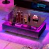 imageYITAHOME LED Coffee Table with Storage High Glossy LED Coffee Tables for Living Room Modern Black Rectangle Coffe Table Small Center Table with Open Display Shelf ampamp 4 Sliding Drawers Glossy BlackGlossy Black