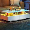 imageYITAHOME LED Coffee Table with Storage High Glossy LED Coffee Tables for Living Room Modern Black Rectangle Coffe Table Small Center Table with Open Display Shelf ampamp 4 Sliding Drawers Glossy BlackWhite