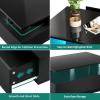 imageYITAHOME LED Coffee Table with Storage High Glossy LED Coffee Tables for Living Room Modern Black Rectangle Coffe Table Small Center Table with Open Display Shelf ampamp 4 Sliding Drawers Glossy BlackGlossy Black