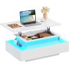 imageYITAHOME LED Coffee Table with Storage High Glossy LED Coffee Tables for Living Room Modern Black Rectangle Coffe Table Small Center Table with Open Display Shelf ampamp 4 Sliding Drawers Glossy BlackGlossy White