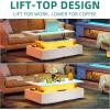 imageYITAHOME LED Coffee Table with Storage High Glossy LED Coffee Tables for Living Room Modern Black Rectangle Coffe Table Small Center Table with Open Display Shelf ampamp 4 Sliding Drawers Glossy BlackGlossy White