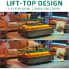 imageYITAHOME LED Coffee Table with Storage High Glossy LED Coffee Tables for Living Room Modern Black Rectangle Coffe Table Small Center Table with Open Display Shelf ampamp 4 Sliding Drawers Glossy BlackGrey