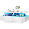 imageYITAHOME LED Coffee Table with Storage High Glossy LED Coffee Tables for Living Room Modern Black Rectangle Coffe Table Small Center Table with Open Display Shelf ampamp 4 Sliding Drawers Glossy BlackGlossy White