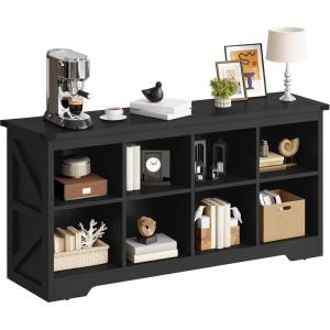 imageYITAHOME 8 Cube Storage Organizer Bookshelf Horizontal Bookshelf Farmhouse Cubby Bookcase for Living Room Bedroom Home Office BlackBlack