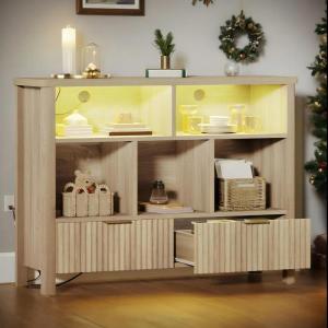 imageYITAHOME 8 Cube Storage Organizer Bookshelf Horizontal Bookshelf Farmhouse Cubby Bookcase for Living Room Bedroom Home Office BlackWood