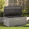 imageYITAHOME 120 Gallon Resin Deck Box Large Outdoor Storage Box for Patio Cushions Garden Tools Pool Supplies Lockable Easy With Tool Assembly Extra Seat or Table BlackTaupe