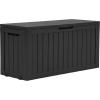 imageYITAHOME 120 Gallon Resin Deck Box Large Outdoor Storage Box for Patio Cushions Garden Tools Pool Supplies Lockable Easy With Tool Assembly Extra Seat or Table BlackBlack