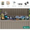 imageYITAHOME 120 Gallon Resin Deck Box Large Outdoor Storage Box for Patio Cushions Garden Tools Pool Supplies Lockable Easy With Tool Assembly Extra Seat or Table BlackTaupe