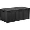 imageYITAHOME 120 Gallon Resin Deck Box Large Outdoor Storage Box for Patio Cushions Garden Tools Pool Supplies Lockable Easy With Tool Assembly Extra Seat or Table BlackBlack