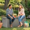 imageYITAHOME 120 Gallon Resin Deck Box Large Outdoor Storage Box for Patio Cushions Garden Tools Pool Supplies Lockable Easy With Tool Assembly Extra Seat or Table BlackTaupe