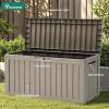 imageYITAHOME 120 Gallon Resin Deck Box Large Outdoor Storage Box for Patio Cushions Garden Tools Pool Supplies Lockable Easy With Tool Assembly Extra Seat or Table BlackTaupe