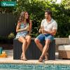 imageYITAHOME 120 Gallon Resin Deck Box Large Outdoor Storage Box for Patio Cushions Garden Tools Pool Supplies Lockable Easy With Tool Assembly Extra Seat or Table BlackBlack