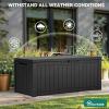 imageYITAHOME 120 Gallon Resin Deck Box Large Outdoor Storage Box for Patio Cushions Garden Tools Pool Supplies Lockable Easy With Tool Assembly Extra Seat or Table BlackBlack
