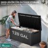 imageYITAHOME 120 Gallon Resin Deck Box Large Outdoor Storage Box for Patio Cushions Garden Tools Pool Supplies Lockable Easy With Tool Assembly Extra Seat or Table BlackBlack