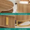imageYITAHOME Fluted Coffee Table 472quot Oval Center Table with Sliding Doors ampamp Large Storage Modern Engineered Wood Coffee Table with Gold Handles Metal Base for Living Room Natural Oak