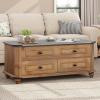 imageYITAHOME Lift Top Coffee Table with Storage 2 Drawers Square Coffee Tables for Living Room Farmhouse Coffee Table with Large Hidden Storage Compartment Brown
