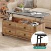 imageYITAHOME Lift Top Coffee Table with Storage 2 Drawers Square Coffee Tables for Living Room Farmhouse Coffee Table with Large Hidden Storage Compartment Brown