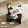 imageYITAHOME Round Coffee Table 2Tier Glass Coffee Tables with Storage MultiPurpose Modern Center Table or Cocktail Table for Living Room Office Lounge BlackBlack