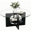 imageYITAHOME Round Coffee Table 2Tier Glass Coffee Tables with Storage MultiPurpose Modern Center Table or Cocktail Table for Living Room Office Lounge BlackBlack