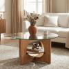 imageYITAHOME Round Coffee Table 2Tier Glass Coffee Tables with Storage MultiPurpose Modern Center Table or Cocktail Table for Living Room Office Lounge WalnutWalnut