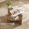 imageYITAHOME Round Coffee Table 2Tier Glass Coffee Tables with Storage MultiPurpose Modern Center Table or Cocktail Table for Living Room Office Lounge WalnutWalnut