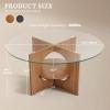 imageYITAHOME Round Coffee Table 2Tier Glass Coffee Tables with Storage MultiPurpose Modern Center Table or Cocktail Table for Living Room Office Lounge WalnutWalnut