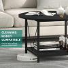 imageYITAHOME Round Coffee Table 2Tier Glass Coffee Tables with Storage MultiPurpose Modern Center Table or Cocktail Table for Living Room Office Lounge WalnutBlack