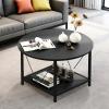 imageYITAHOME Round Coffee Table 2Tier Glass Coffee Tables with Storage MultiPurpose Modern Center Table or Cocktail Table for Living Room Office Lounge WalnutBlack