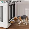 imageYITAHOME 776 Large Corner Dog Crate Furniture for 2 Dogs Steel Frame Cage with Double Doors amp Bowls amp 3 Doors Double Dog Crate Furniture TV Stand for Medium Large Dogs BrownWhite