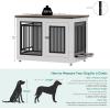 imageYITAHOME 776 Large Corner Dog Crate Furniture for 2 Dogs Steel Frame Cage with Double Doors amp Bowls amp 3 Doors Double Dog Crate Furniture TV Stand for Medium Large Dogs BrownWhite