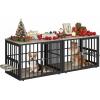 imageYITAHOME 776 Large Corner Dog Crate Furniture for 2 Dogs Steel Frame Cage with Double Doors amp Bowls amp 3 Doors Double Dog Crate Furniture TV Stand for Medium Large Dogs BrownGray