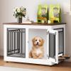 imageYITAHOME 776 Large Corner Dog Crate Furniture for 2 Dogs Steel Frame Cage with Double Doors amp Bowls amp 3 Doors Double Dog Crate Furniture TV Stand for Medium Large Dogs BrownWhite