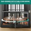 imageYITAHOME 776 Large Corner Dog Crate Furniture for 2 Dogs Steel Frame Cage with Double Doors amp Bowls amp 3 Doors Double Dog Crate Furniture TV Stand for Medium Large Dogs BrownRustic Brown