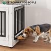 imageYITAHOME 776 Large Corner Dog Crate Furniture for 2 Dogs Steel Frame Cage with Double Doors amp Bowls amp 3 Doors Double Dog Crate Furniture TV Stand for Medium Large Dogs BrownWhite