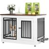 imageYITAHOME 776 Large Corner Dog Crate Furniture for 2 Dogs Steel Frame Cage with Double Doors amp Bowls amp 3 Doors Double Dog Crate Furniture TV Stand for Medium Large Dogs BrownWhite